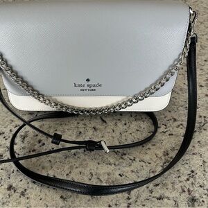 Kate Spade Blue and Gray Crossbody Bag with Flap Closure